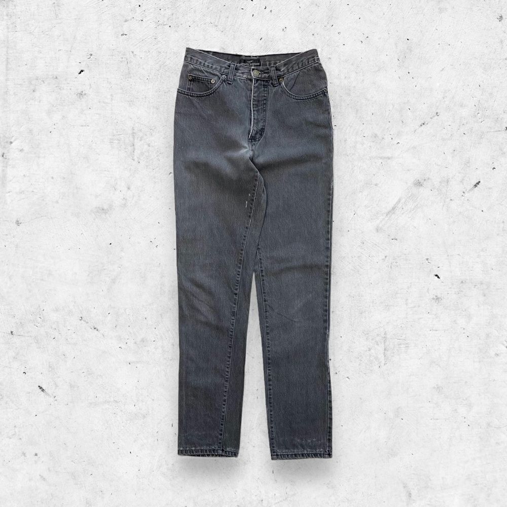 Vtg 90s Guess Jeans USA Black Jeans, Green Patch, USA Made, Tapered Slim 28 x 33